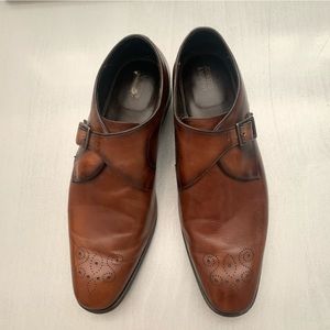 Johnston & Murphy 11.5 Brown Leather 59-2620 buckle top dress shoes